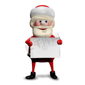 狂欢圣诞节摄影照片_3D 插图快乐圣诞老人与白色背景