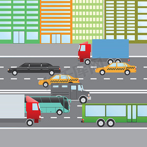 平面设计矢量图的城市交通，交通平面图标。