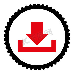 下载扁平密集的红色和黑色圆形邮票图标