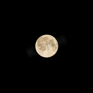 黄色月光摄影照片_黑色天空上的满月