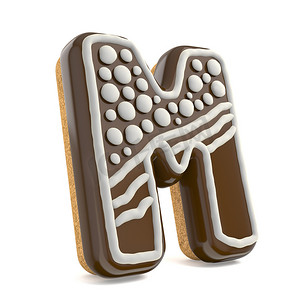 字母 M 巧克力圣诞姜饼字体装饰 whi