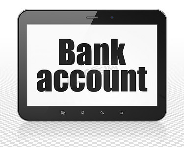货币概念： Tablet Pc 计算机与银行帐户上显示