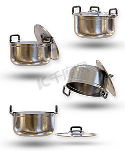 经典造型的不锈钢锅。