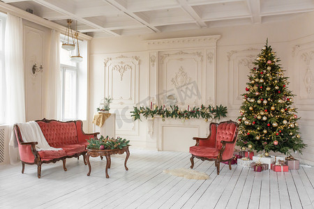 装饰圣诞树的房间装饰。