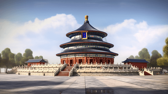 扁平化房子摄影照片_北京天坛公园城市风景景色