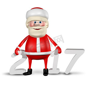 3D 插图 Jolly Santa Claus_2017
