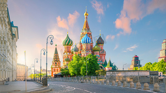 2018俄罗斯世界杯字体设计摄影照片_莫斯科红场圣瓦西里大教堂