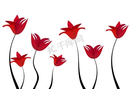 母亲节的红色花朵草甸