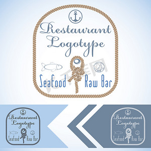海鲜图标摄影照片_海鲜餐厅和生酒吧的标识模型。