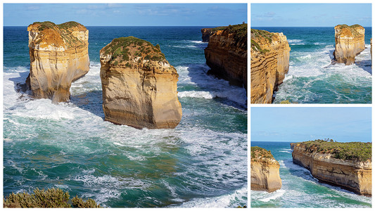 澳大利亚著名岛屿拱门地标的拼贴画
