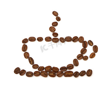 咖啡豆图标摄影照片_由咖啡豆制成的杯子