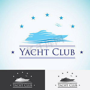 游艇俱乐部，标志设计模板。