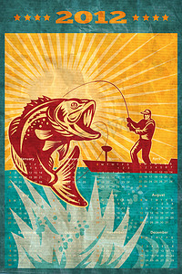 2012 年大口黑鲈钓鱼海报日历