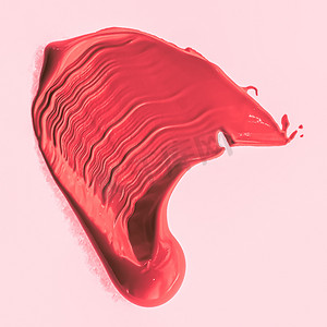 红色笔触或化妆污迹特写、美容化妆品和口红质地