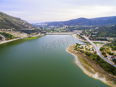 Germasogeia 大坝鸟瞰图，利马索尔，塞浦路斯