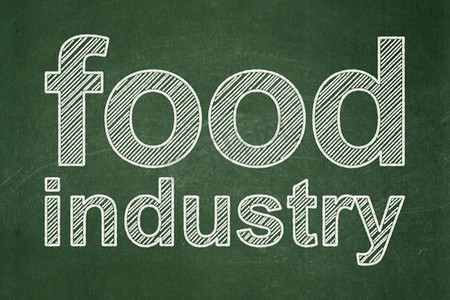 教育行业摄影照片_行业概念： 黑板背景下的食品工业