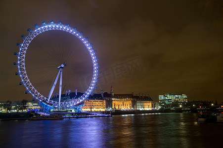 伦敦眼摄影照片_伦敦眼在晚上