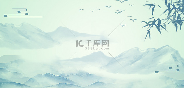 竹子背景图片_中国风山水水墨海报背景
