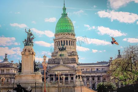 布宜诺斯艾利斯国会 有鸽子飞翔的议会广场，阿根廷