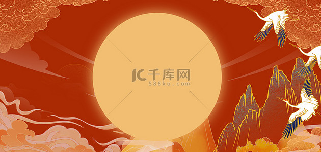 中国风仙鹤祥云简洁干净大气