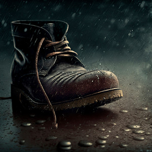 雨中街道摄影照片_一只在雨中被遗弃的鞋子