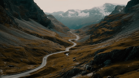 意大利阿尔卑斯山蜿蜒的高山公路