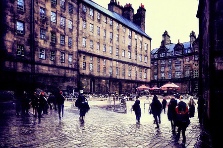 动漫 Tourists walking around the capital city This is