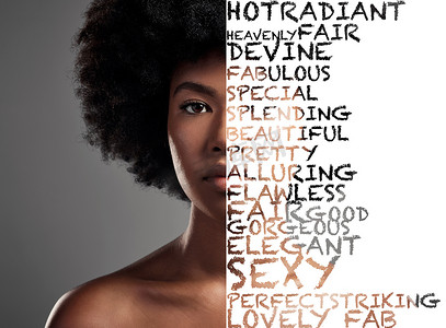 黑人妇女、黑人妇女和肖像，带有文字、文字或拼贴画，以增强权力或在背景中孤立的信息。