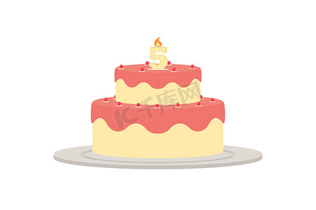 带蜡烛的生日蛋糕的插图图片