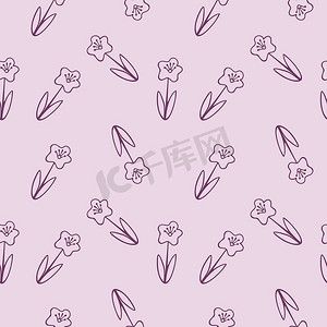 无尽的无缝模式与粉红色背景上的紫色雏菊。