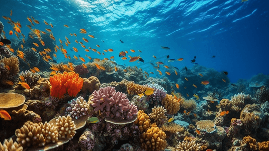 红色天空摄影照片_海底红海珊瑚礁