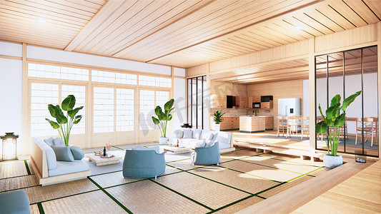 日本酒店摄影照片_多功能房间的想法，日本房间室内设计。3D 撕裂