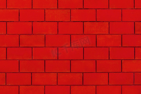 砖块上的红漆城市设计墙体纹理图案背景建筑石材摘要
