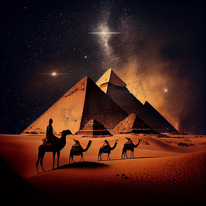 晚上在埃及的吉萨金字塔。