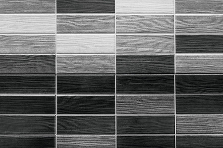 黑白目录背景摄影照片_黑白马赛克背景，木材纹理各种瓷砖选项的示例