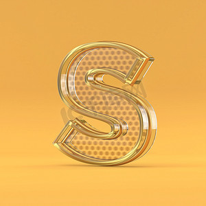 金线和玻璃字体字母 S 3D