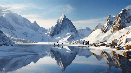 船锚logo矢量摄影照片_自然风景矢量插画雪山