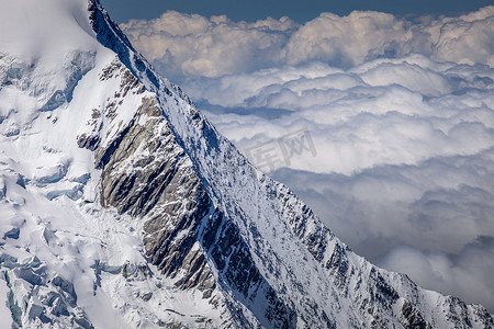 勃朗峰地块，在冰川之上的登山，法国阿尔卑斯山，法国