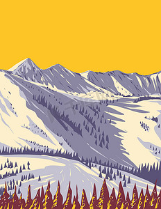 犹他州盐湖城附近 Hidden Peak 的雪鸟滑雪场和避暑胜地 WPA 海报艺术