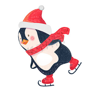 企鹅溜冰者卡通