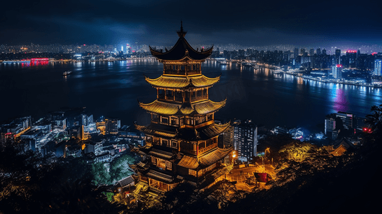 杭州来福士夜景建筑风光