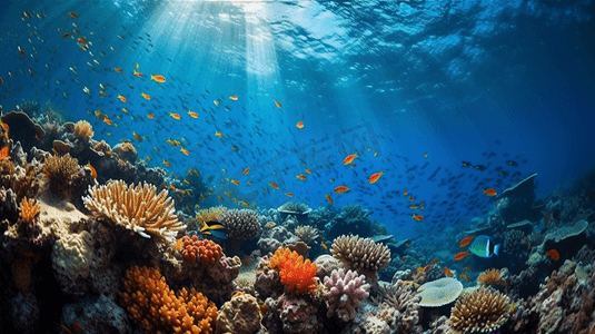 海景摄影照片_光照下的的海底世界
