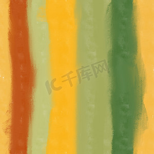 不规则橙色摄影照片_手绘无缝图案与黄色橙色绿色垂直模糊条纹。
