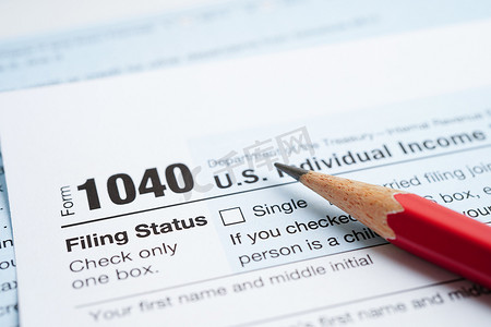税表 1040 美国个人所得税申报表，企业财务概念。