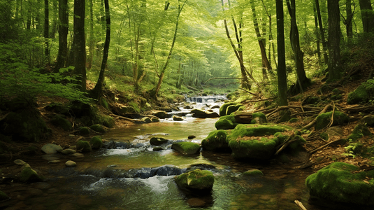 森林中流淌的小溪