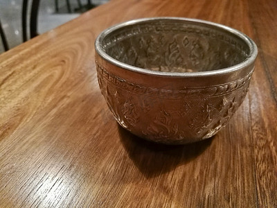 泰国古董古代铝制冷水银饮水杯