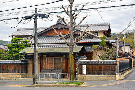 日本京都的日式房屋立面
