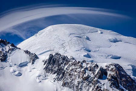 冰川运动摄影照片_勃朗峰地块，在冰川之上的登山，法国阿尔卑斯山，法国