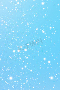 蓝色冬日雪花摄影照片_寒假和冬季背景，白雪落在蓝色背景上，雪花散景和降雪颗粒作为圣诞节和下雪假期设计的抽象下雪场景