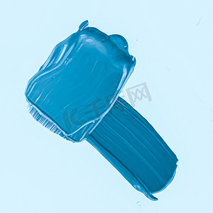 蓝色笔触或化妆污迹特写、美容化妆品和口红质地
